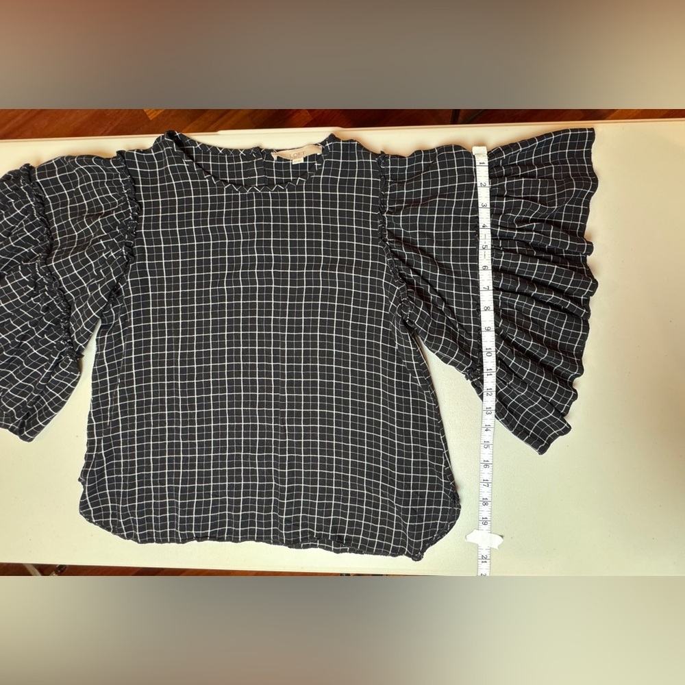 Loft Bell Sleeve Ruffle Plaid Top - Picture 6 of 9